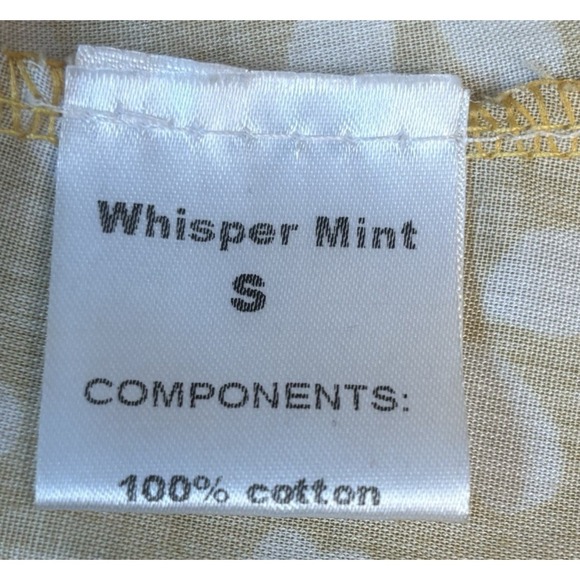 Whisper Mint Top Women's Size Small Gold White Flowers Long Sleeves 100% Cotton - Picture 6 of 7